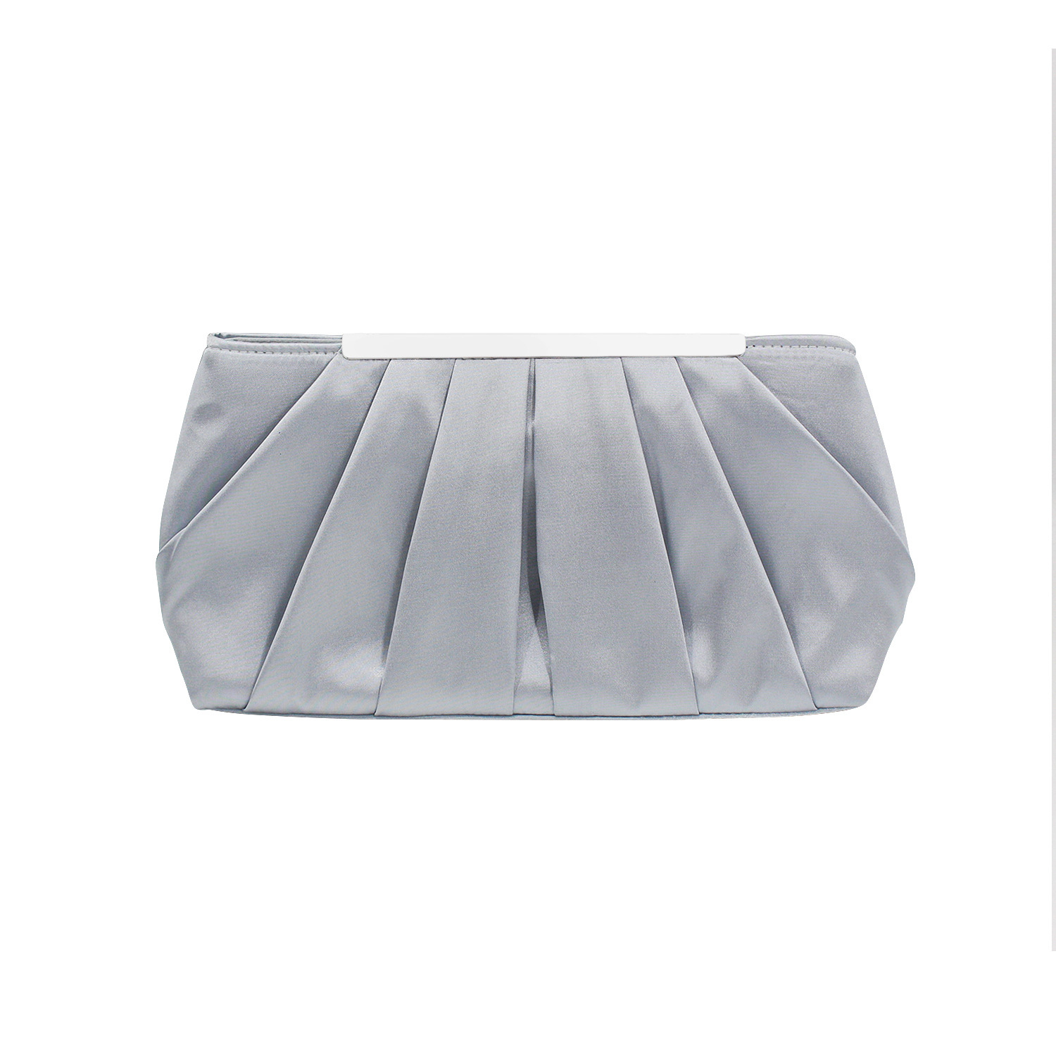 Ladies' Pleated Satin Dinner Clutch Bag Silver - Shop at LoveMi