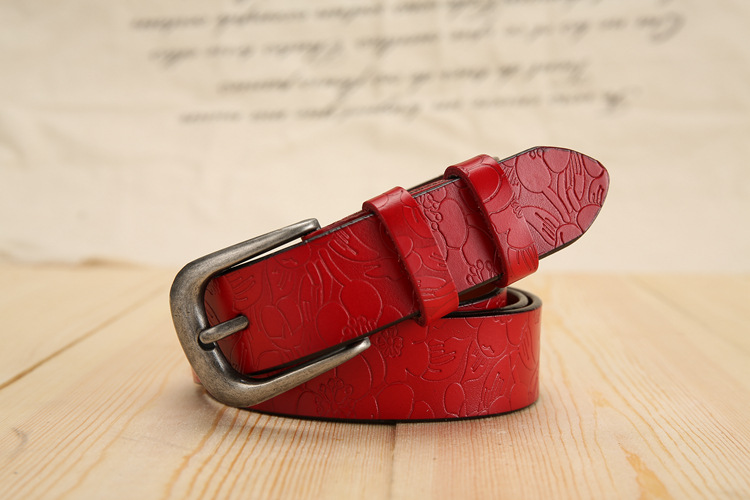 Title 23, All-match Ladies Cowhide Embossed Leather Belt