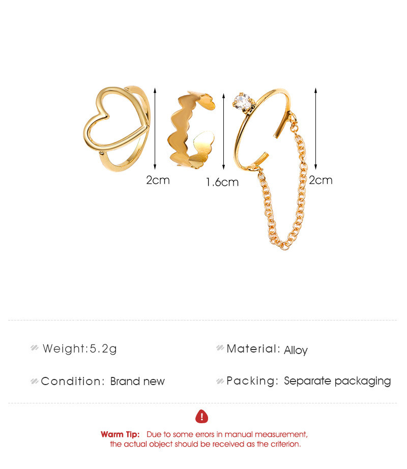 Simple Opening Love Chain Ring Set