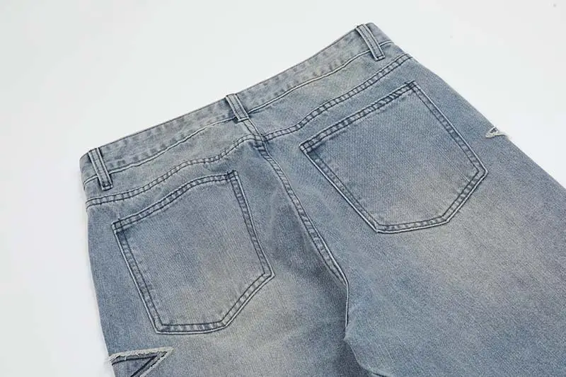 Street Trend Patch Pentagram Cat Whisker Embroidered Jeans Men