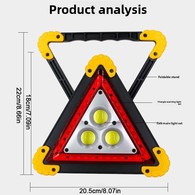 30W Car Breakdown Triangle LED Emergency Safety Stop Sign With Red Warning Light — image 4