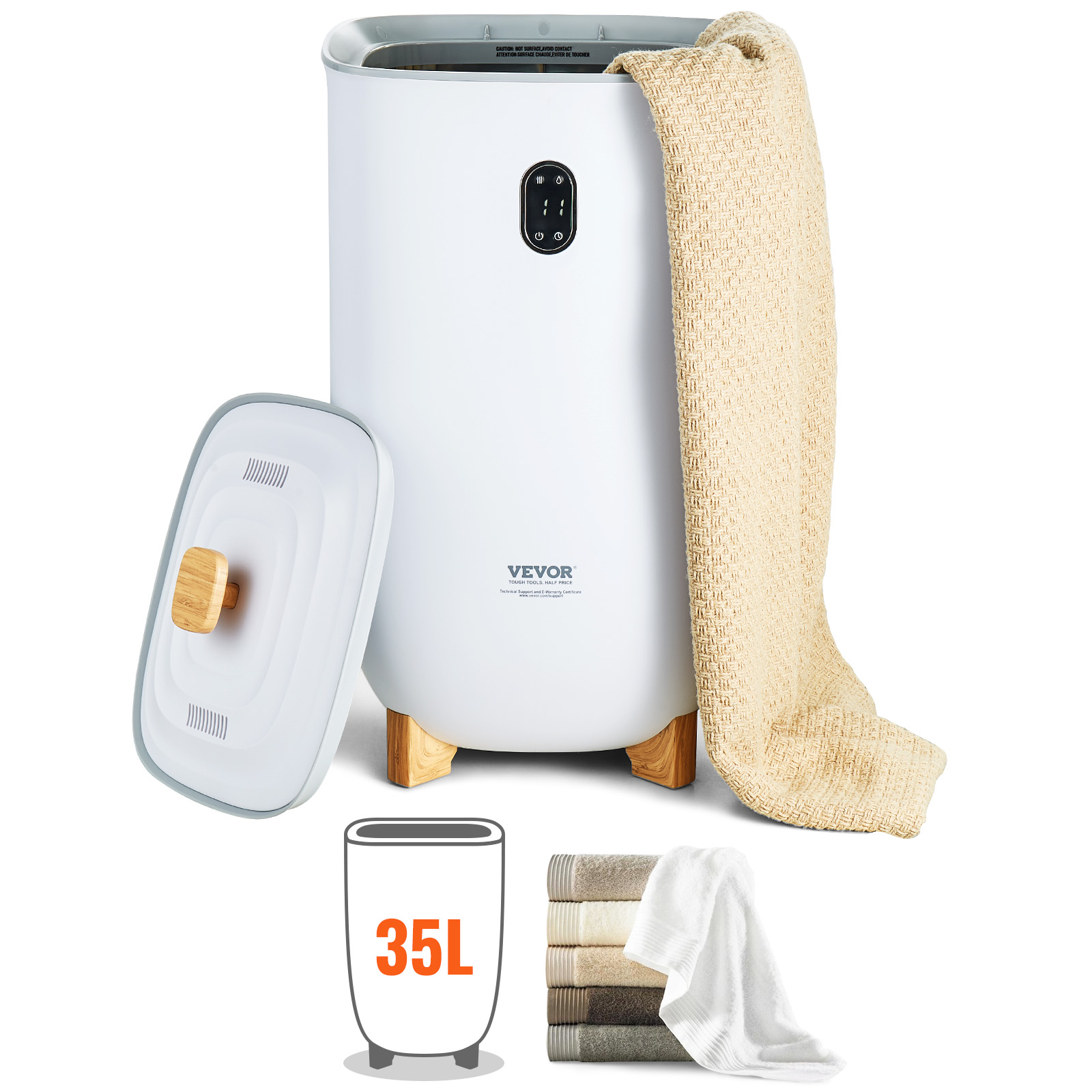 VEVOR 35L Large Towel Warmer Bucket With LED Screen Drying Fuction & Timer White image 3