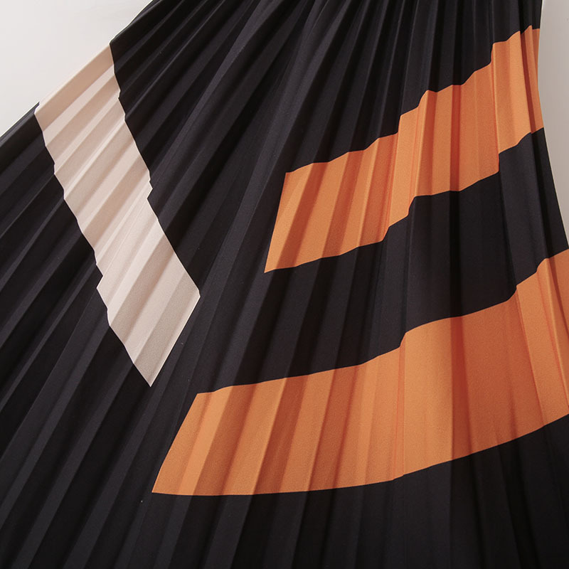 Retro Geometric Print Fashion Simple Mid-length Skirt