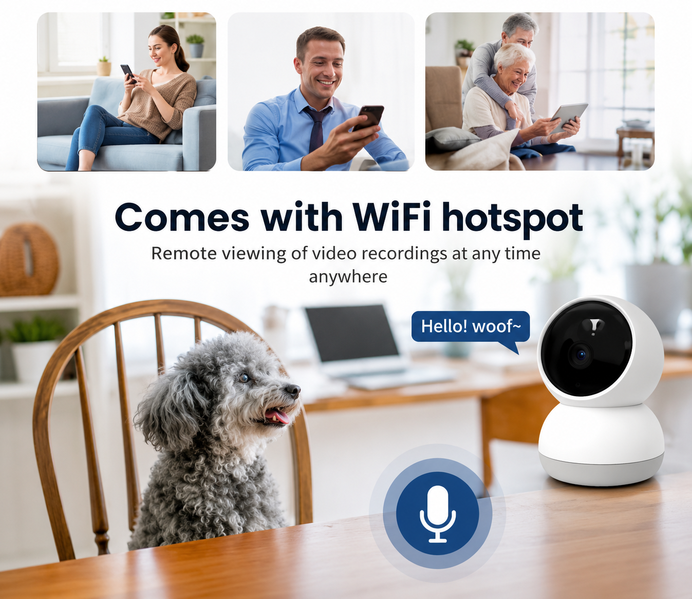Smart WiFi Indoor Baby Monitor Camera 360 Pan Tilt With Pet Tracking 3
