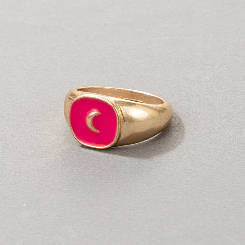 Cute Cartoon Dripping Oil Ins Wind Color Multi-element Single Ring