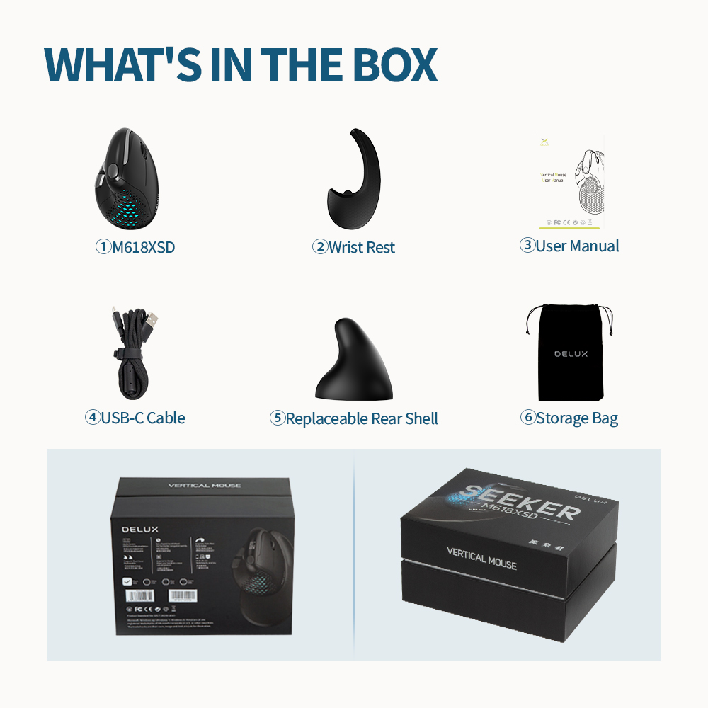 M618XSD Thumb Wheel Ergonomic Three-mode Bluetooth Rechargeable Mouse — foto 8