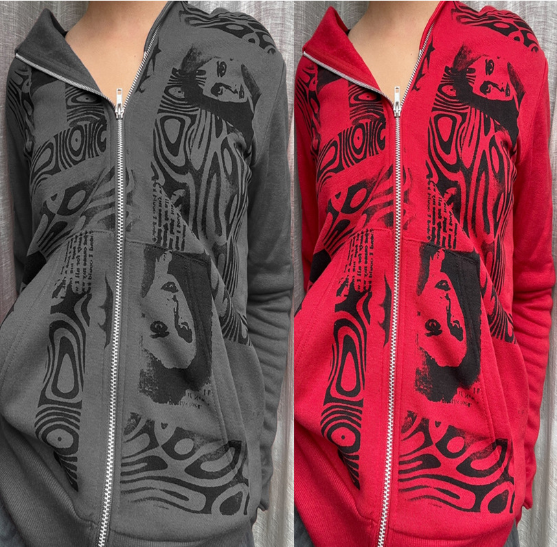 Title 2, Head Print Long-sleeved Hooded Sweater