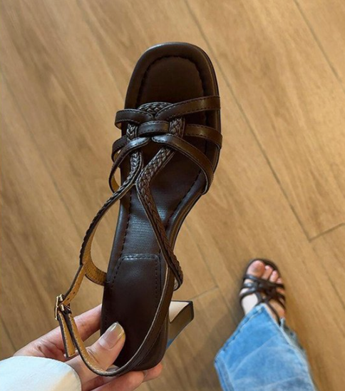 Woven Cutout Ankle Strap Sandals, picture 4 of 5