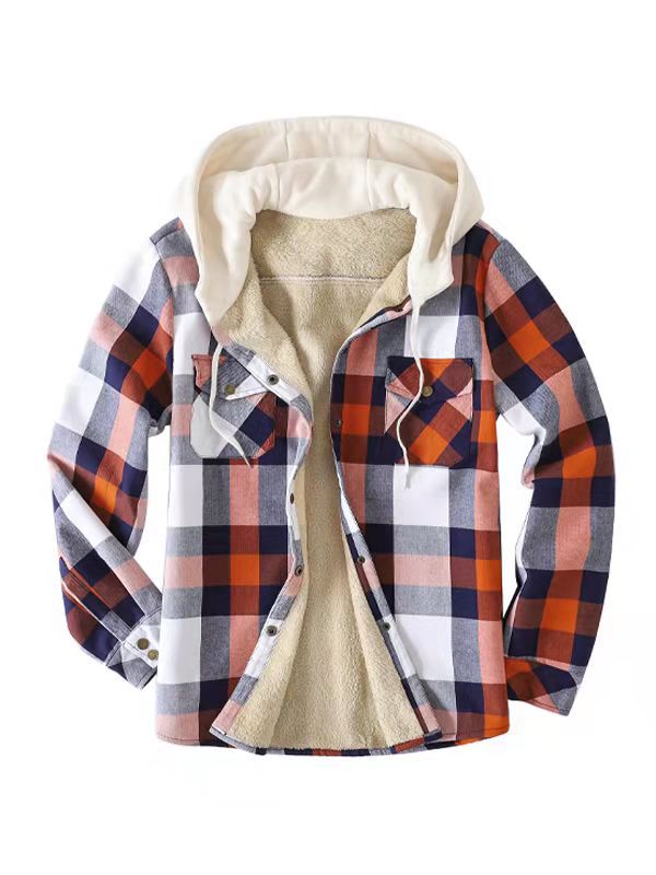 Hot Selling Men's Hooded Plus Fleece Shirt Jacket