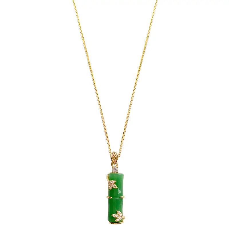 Fashion Jade Inlaid Bamboo Knot Necklace