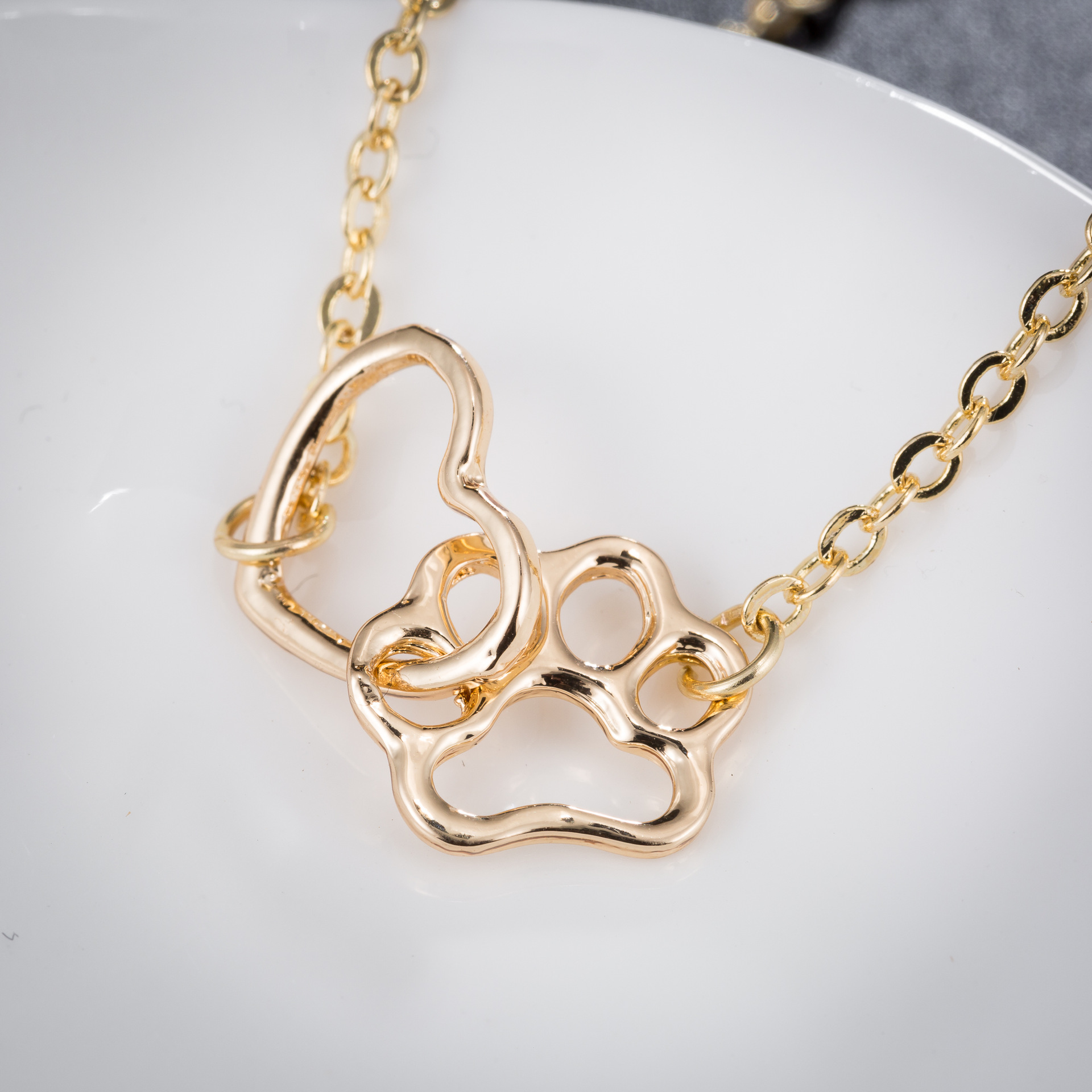 Peach Heart Cat Paw Print Bracelet European And American Popular