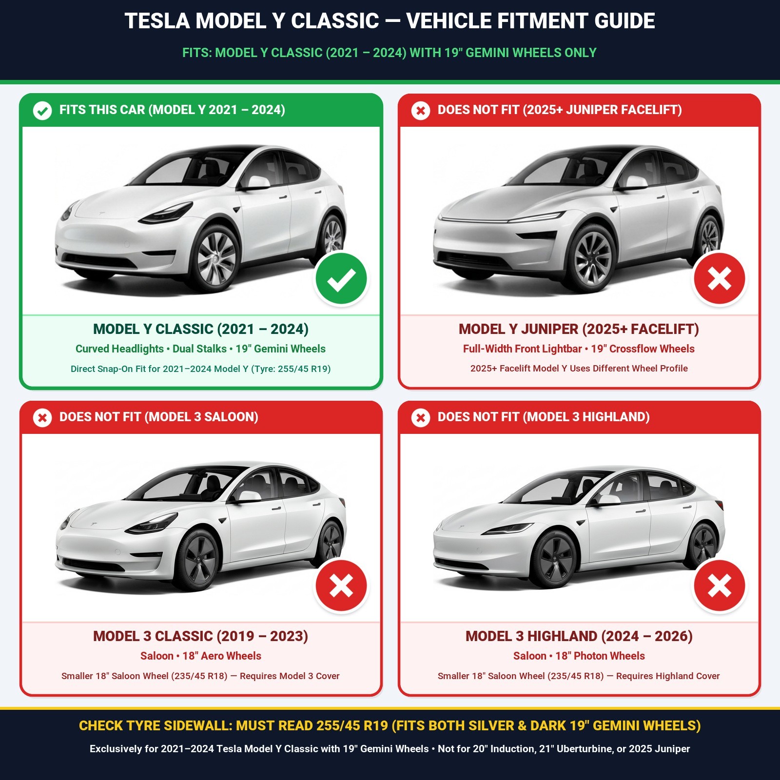 For Tesla Model Y 4 X 19 Inch Wheel Covers Included L Ogo Cover Hubcaps — image 3