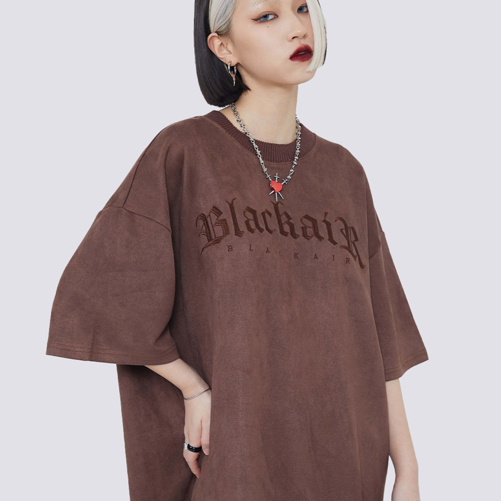 Suede American Street Men's Embroidered Letter Short Sleeve T-shirt