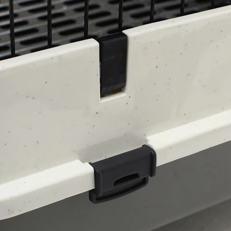 PawHut 2-Level Small Animal Cage Rabbit Hutch With Wheels, Removable Tray, Platform And Ramp For Bunny, Chinchillas, Ferret, Black