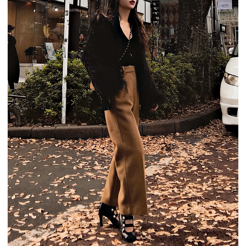 Title 4, Ginger Thick Warm Woolen Wide-leg Pants