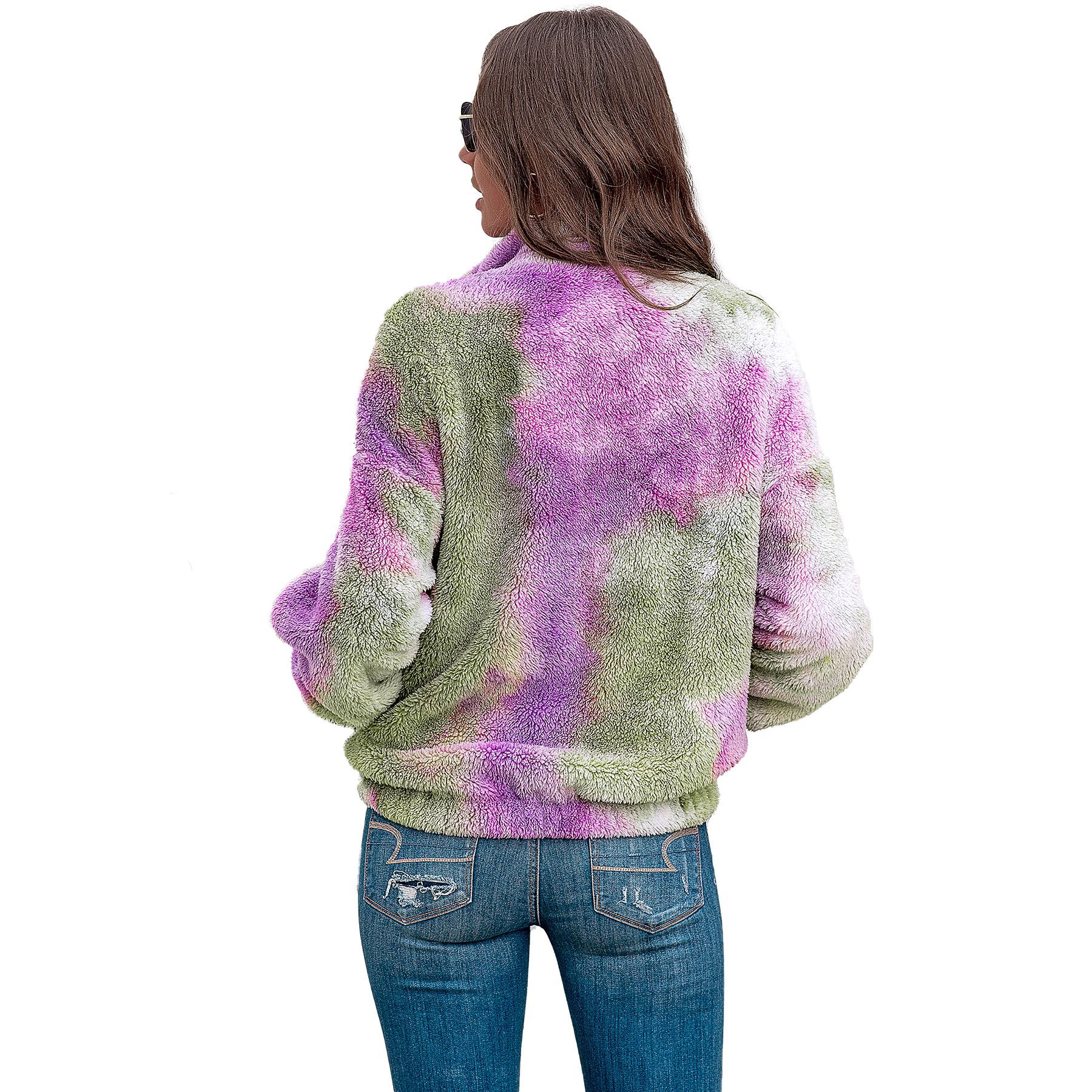 Title 3, Ladies tie-dye plush coat with zipper top