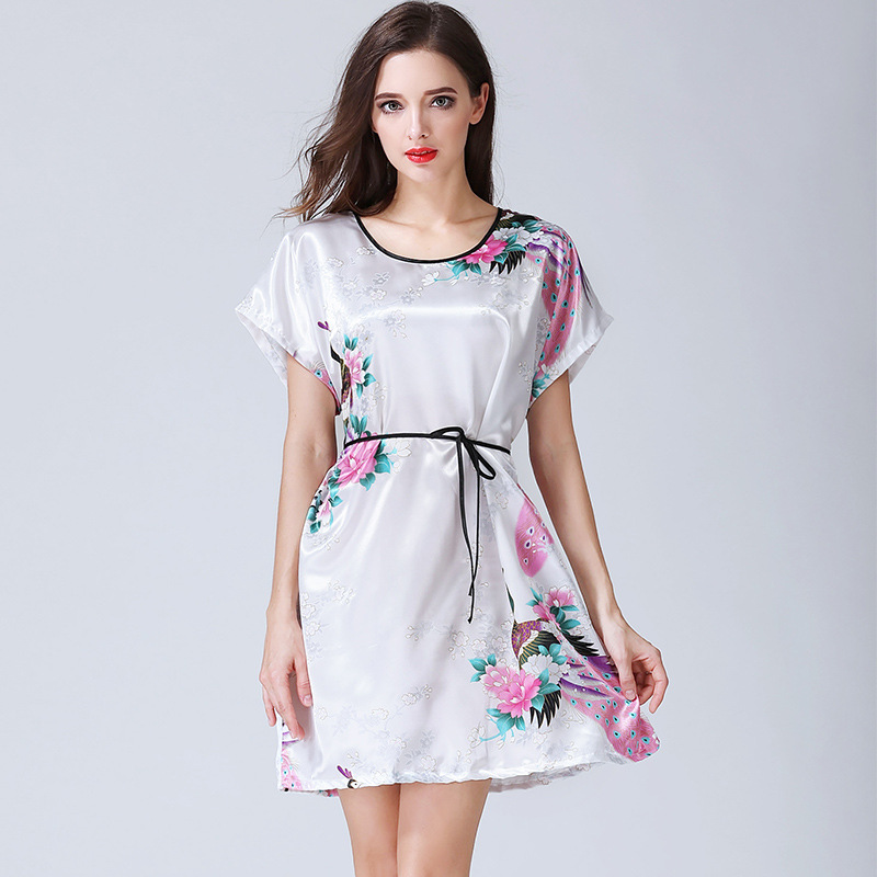 Title 2, Imitation Silk Nightdress Round Neck And Thin B...