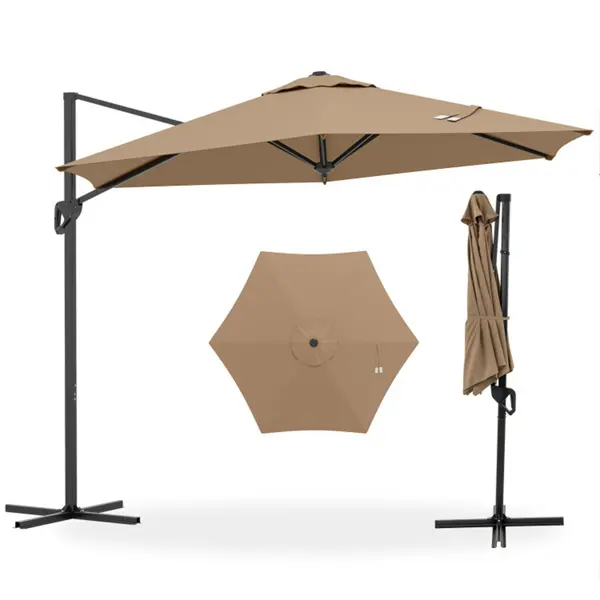 9x8.2FT Cantilever Patio Umbrella, Double-Tier Vented Offset