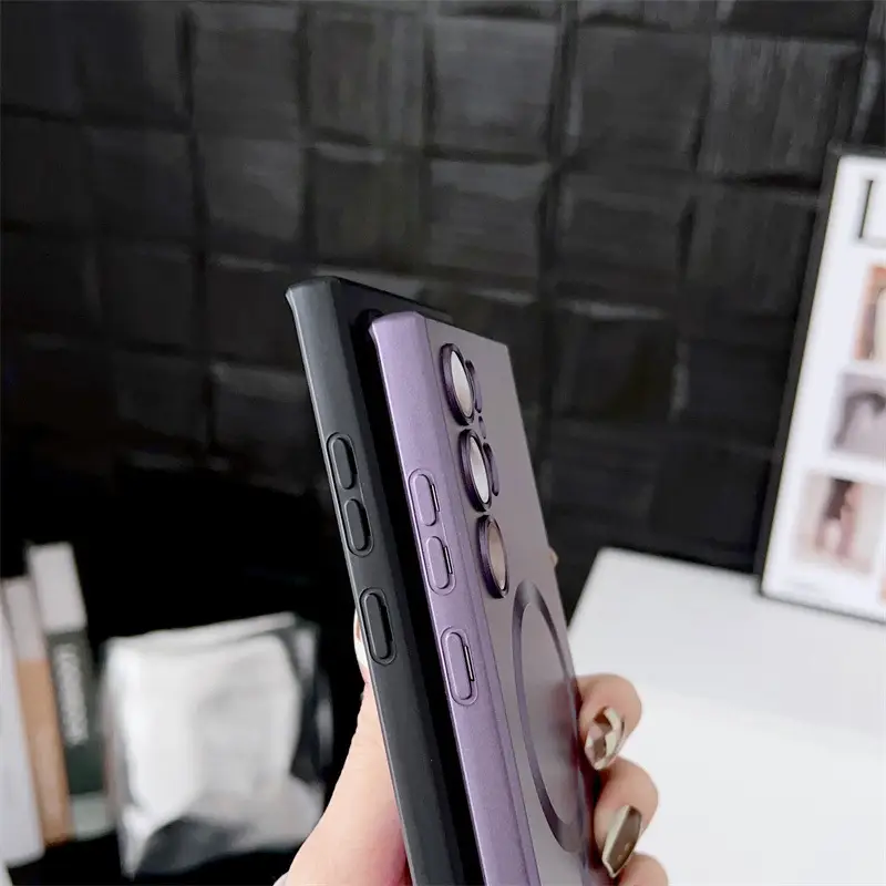 Mobile Phone Case With Magnetic Metallic Paint And Lens Film