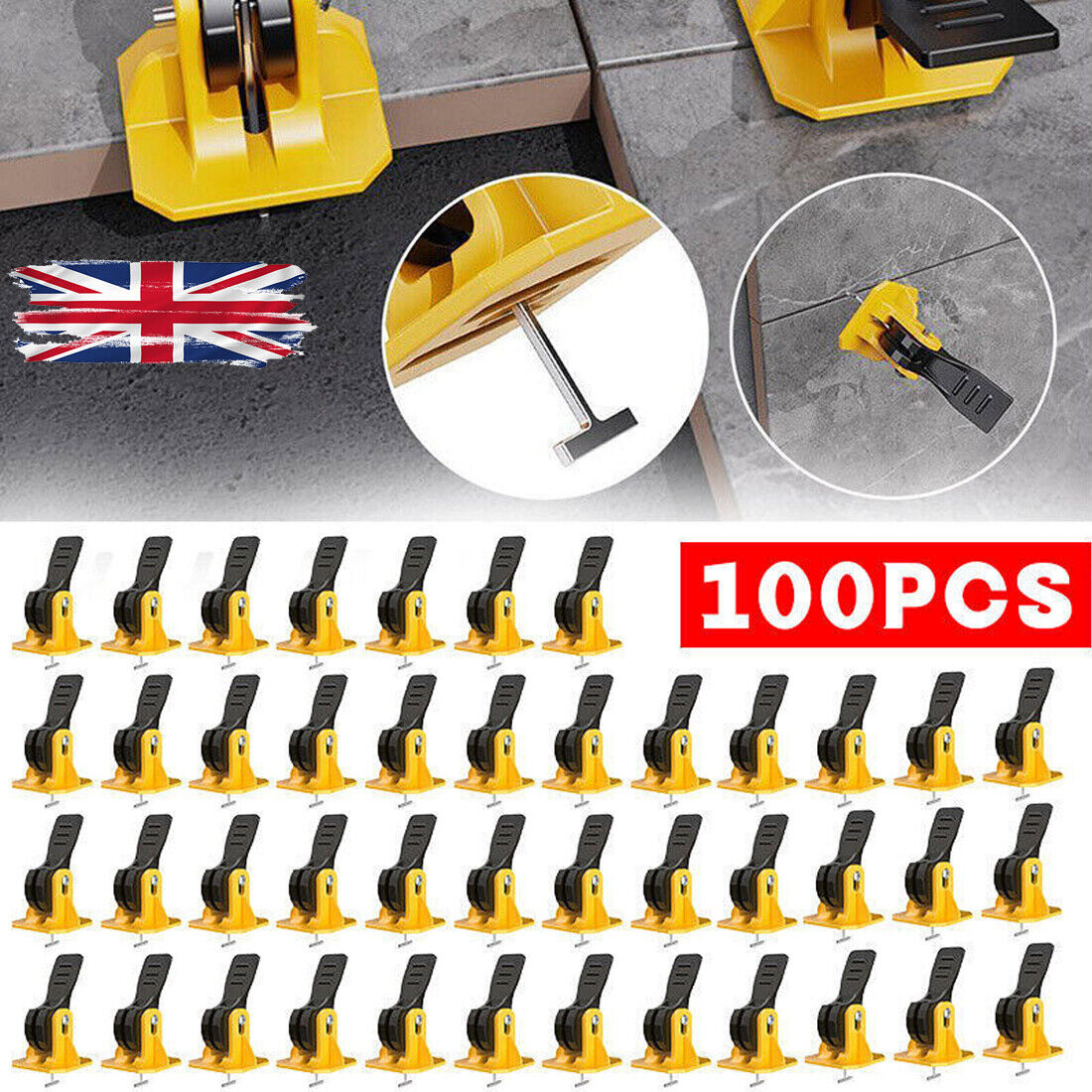 Tile Leveling System Kits Reusable Spacer Wall Floor Clips Tool Set UK — image 10