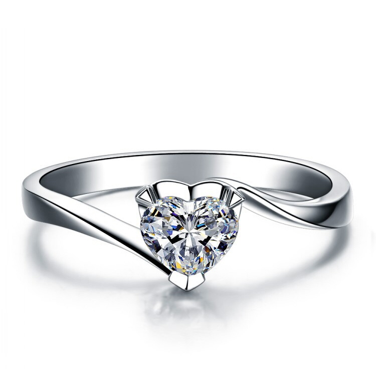 Love Female Ring Female Diamond Ring Silver Jewelry 950 White Gold HD Color 30 Points