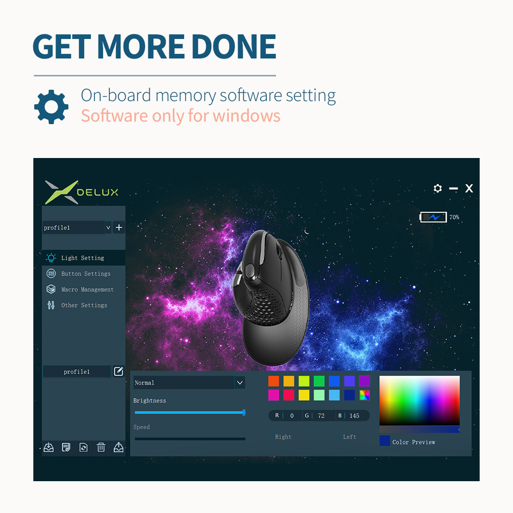 M618XSD Thumb Wheel Ergonomic Three-mode Bluetooth Rechargeable Mouse — foto 7