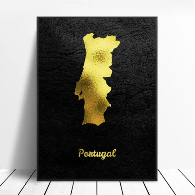 Portugal Gold Map Canvas Art Painting Poster Living Room Decor Portugal - Shop at LoveMi
