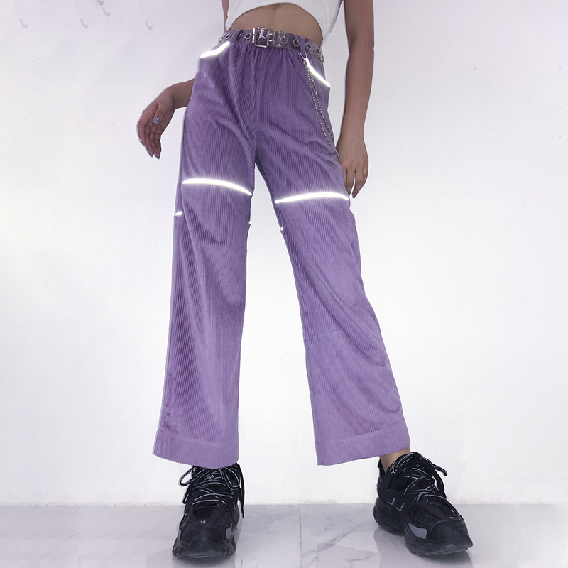 Title 4, LAVENDER REFLECTIVE CHAIN PATCHWORK TROUSERS