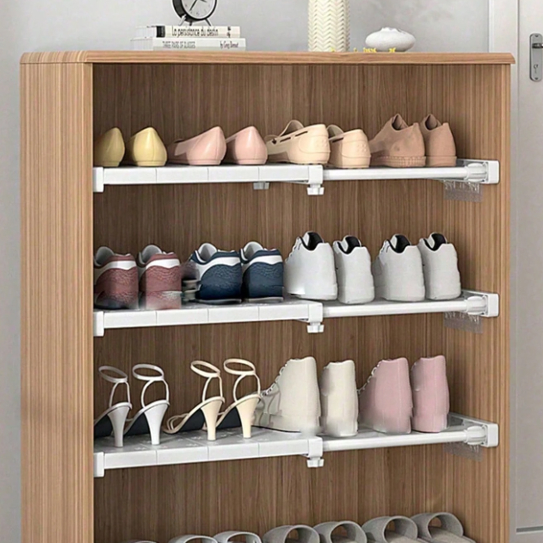 1 OR 2pcs Adjustable Extendable Closet Cupboard Storage Organizer Shelf Divider — image 4