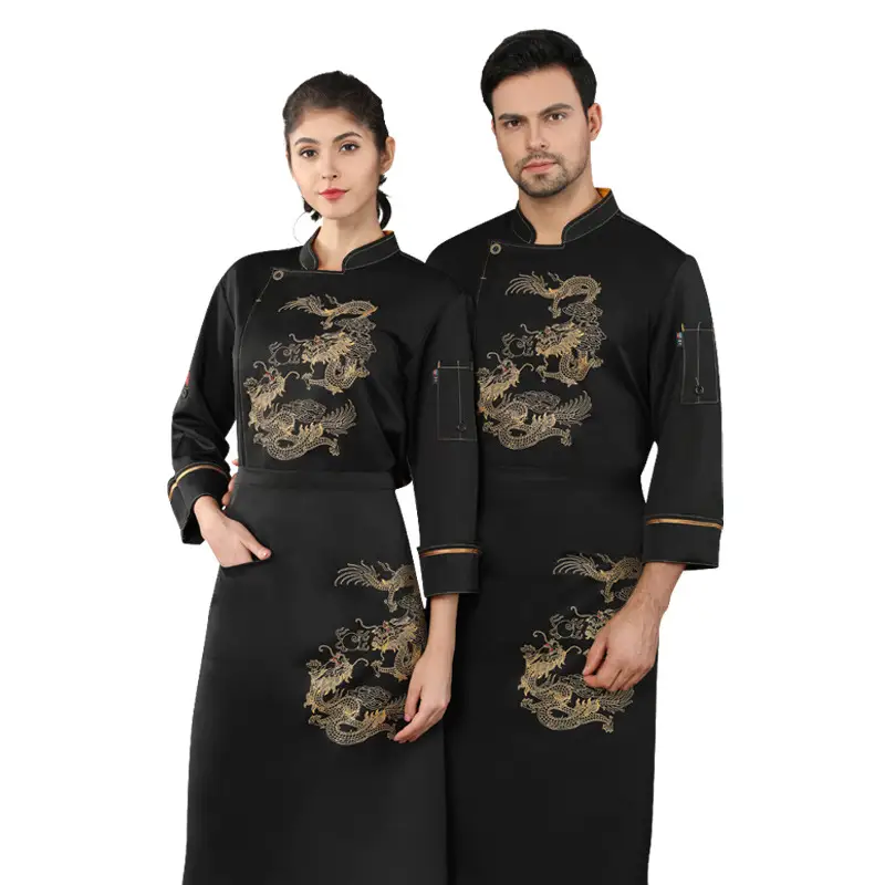 Black Men's And Women's Long-sleeved Chef's Clothes