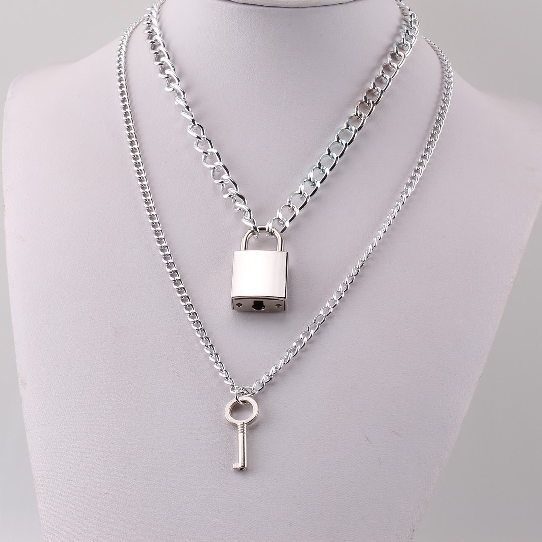 Large Thick Stainless Steel Blade Necklace Set Chain