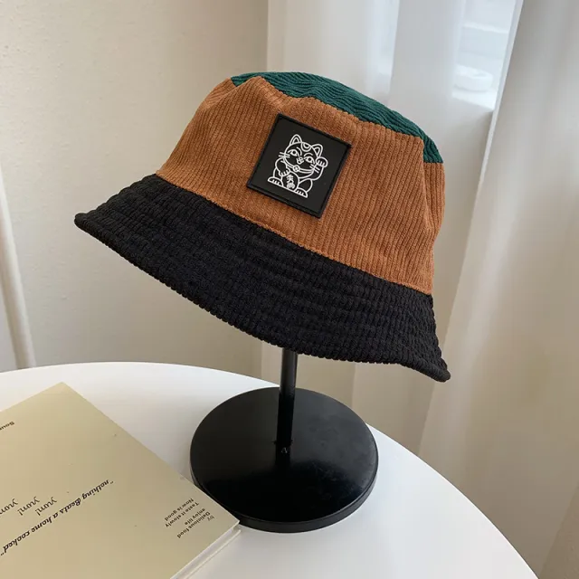 Women's Spring And Autumn All Match Retro Corduroy Fisherman Hat Black - Shop at LoveMi