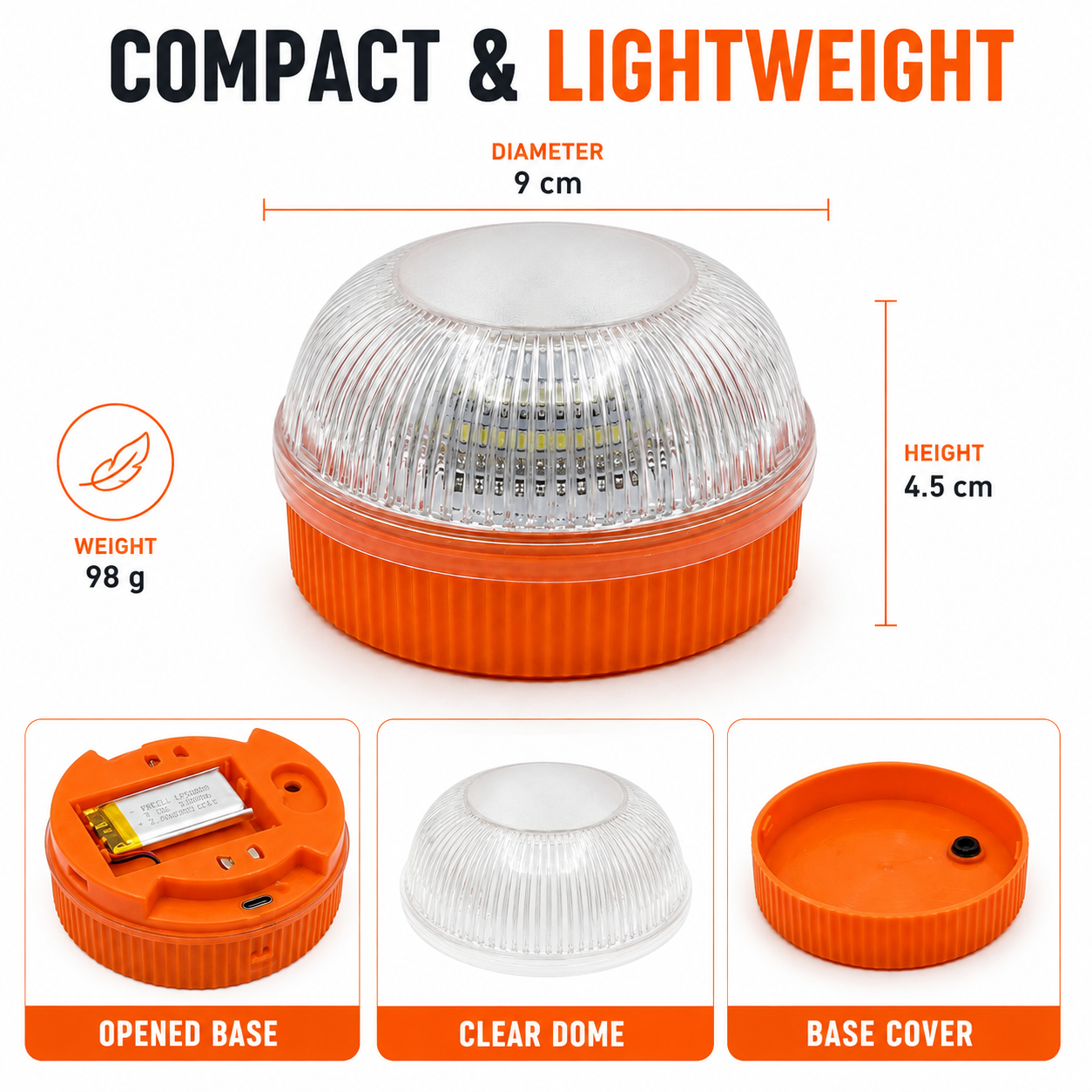 Lampe de signalisation LED rechargeable pour urgence route 6
