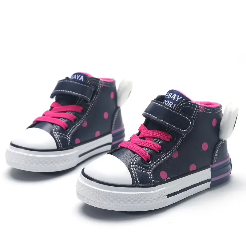 Fashion Plus Velvet High Top Leather Girls Shoes