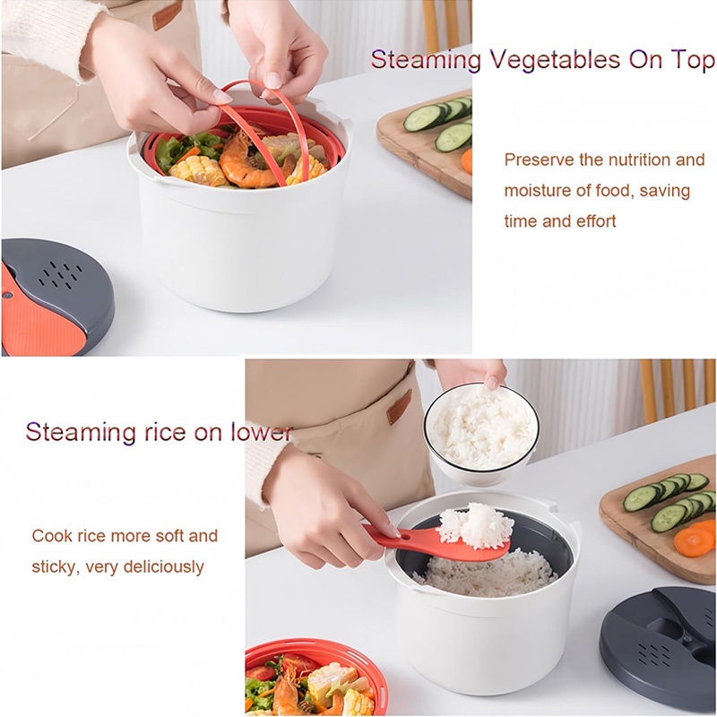 Microwave Rice Cooker, 2L Pasta With Strainer Steamer — image 2