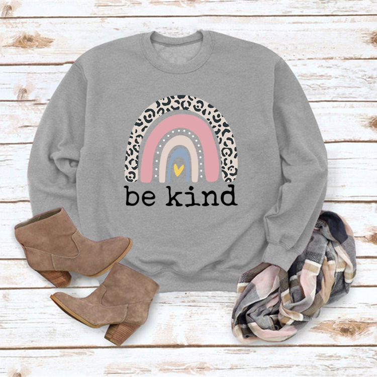 Title 5, Be Kind Rainbow Print Casual Sweater Women