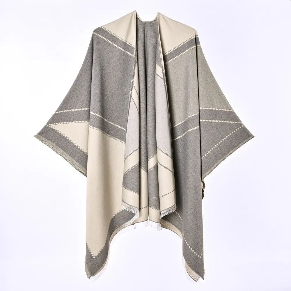 Women's Classic Solid Tassel Split Shawl