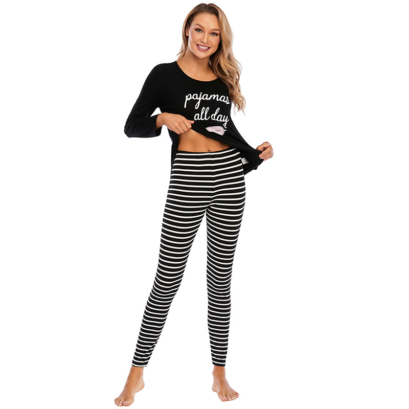 Title 3, Long Sleeve Trousers Printed Striped Pajamas Ho...