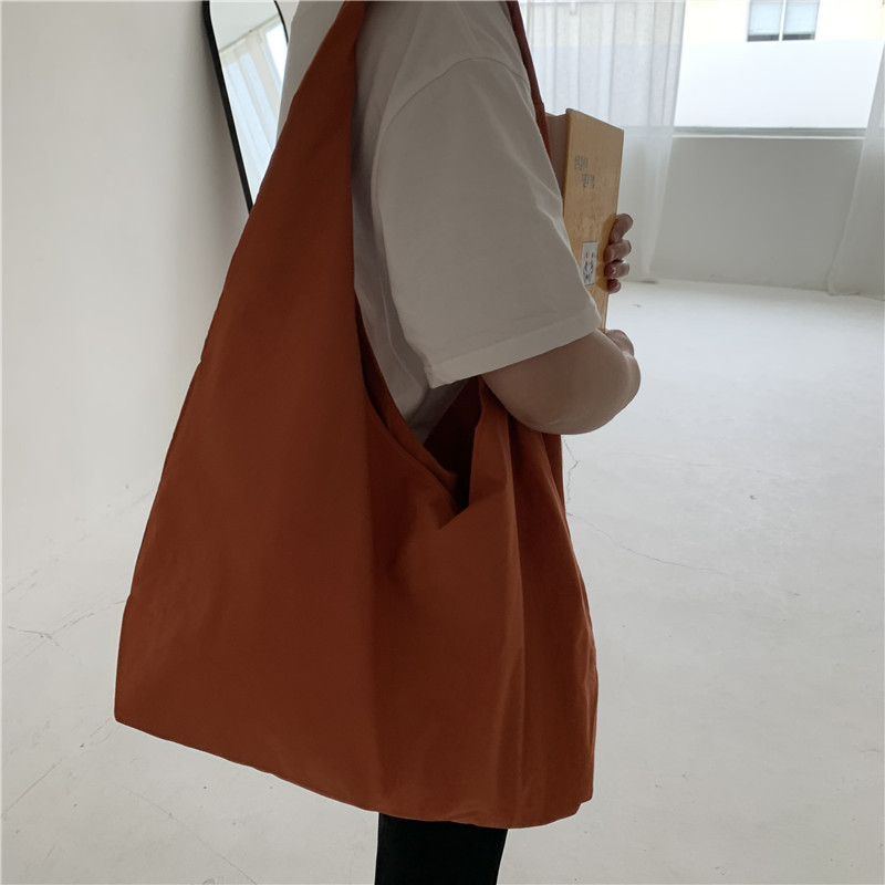 Large Capacity Single Shoulder Handbag Shopping Bag Solid Color