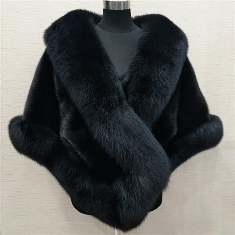 Faux Mink Dress Cloak Autumn And Winter Short Jacket Black - Shop at LoveMi