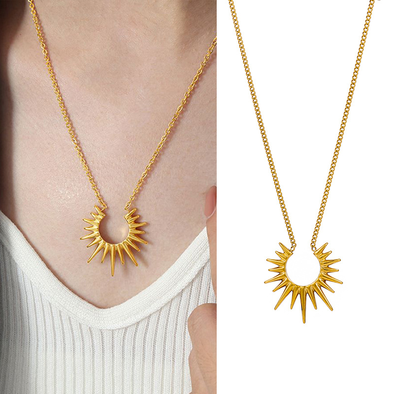 Vintage Sunflower U-shaped Stainless Steel Necklace