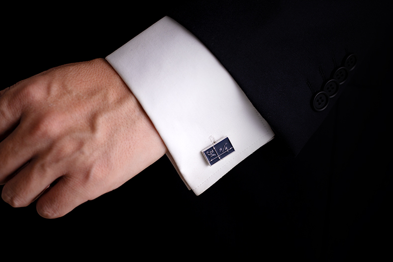Copper Enamel Blue Cufflinks Mens — foto 3