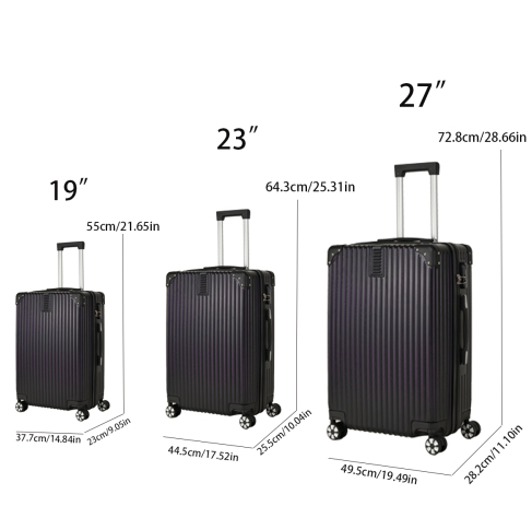 3-piece Hard Shell Luggage Set, Suitable For Both Long-distance And Short Distance Travel. Equipped With Four-wheel Rollers, Password Lock, And Hiking Bag