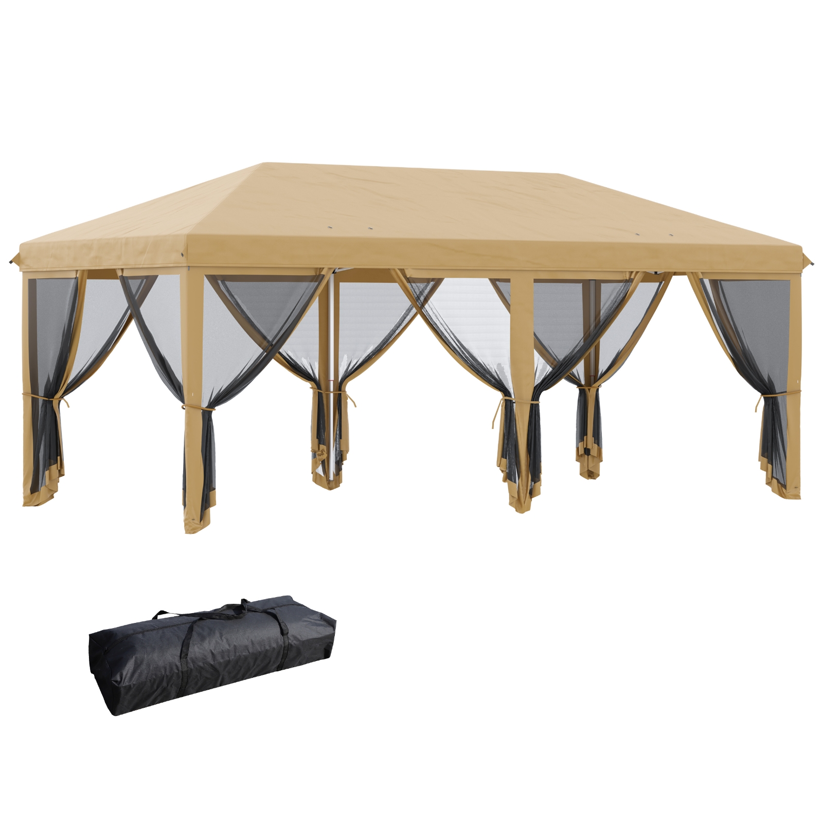 Outsunny 10' X 20' Pop Up Canopy Tent With Netting, Heavy Duty Instant Sun Shelter, Large Tents For Beige - Shop at LoveMi