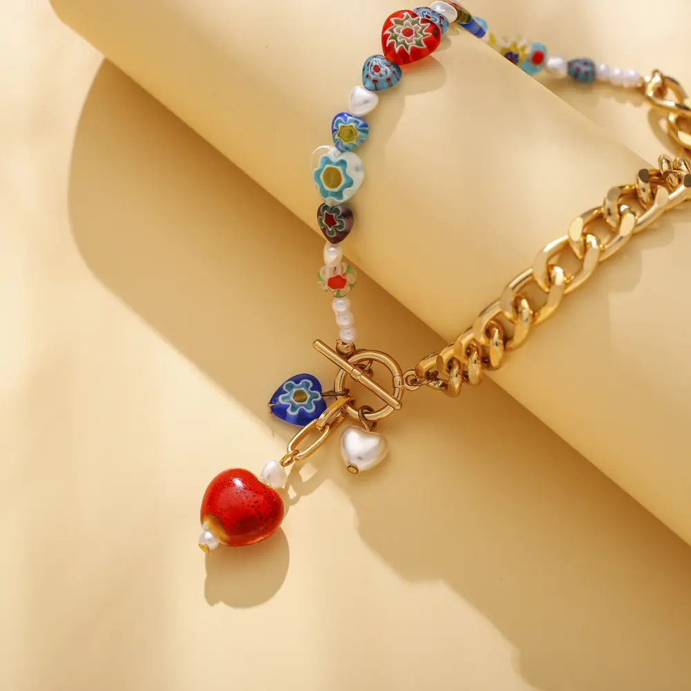 Korean Style Colorful Chain Popular Clavicle Chain Pendant Necklace