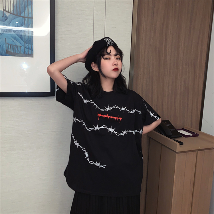 Title 1, Summer Oversize Thorns Printing T-shirt