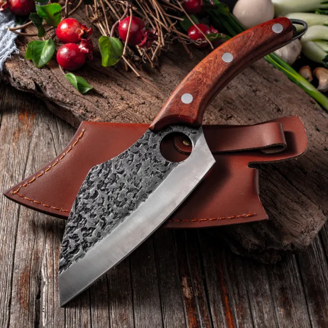 Segmented Forged Leather Sheath Sharp Non grinding Picnic Knife Ring Vegetables Cut - Shop at LoveMi