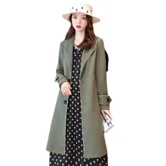 Women's Temperament Suit Lapel Loose British Style Casual Jacket - Green - View 1