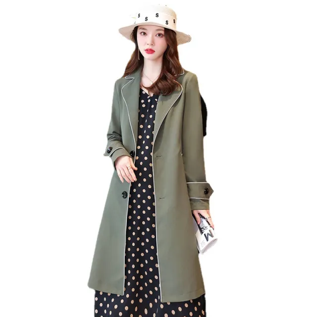Women's Temperament Suit Lapel Loose British Style Casual Jacket Green - Shop at LoveMi