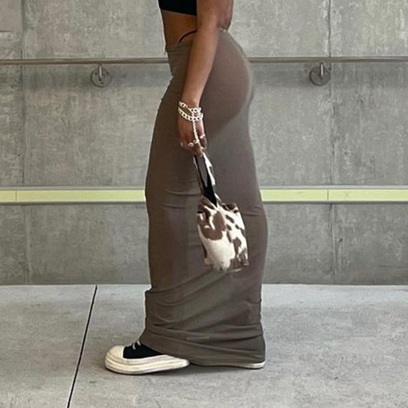 Solid Color Versatile Casual Style Slim Skirt